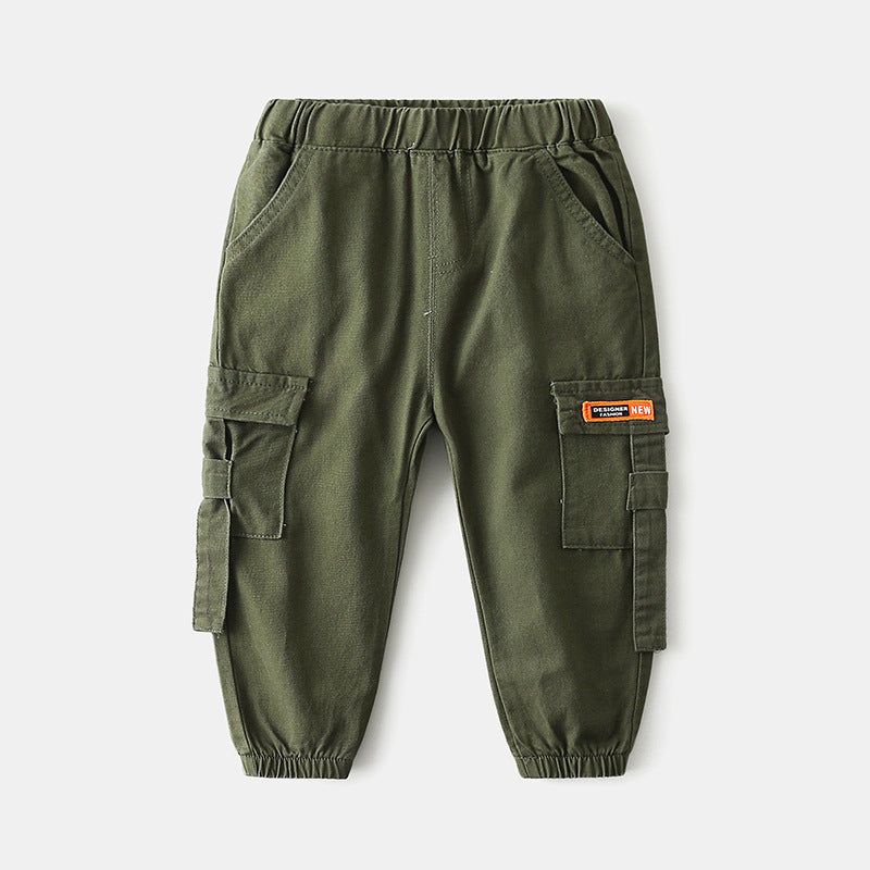 Children's Casual Pants Label Pocket Trousers Pants ( Pack of 3 )
